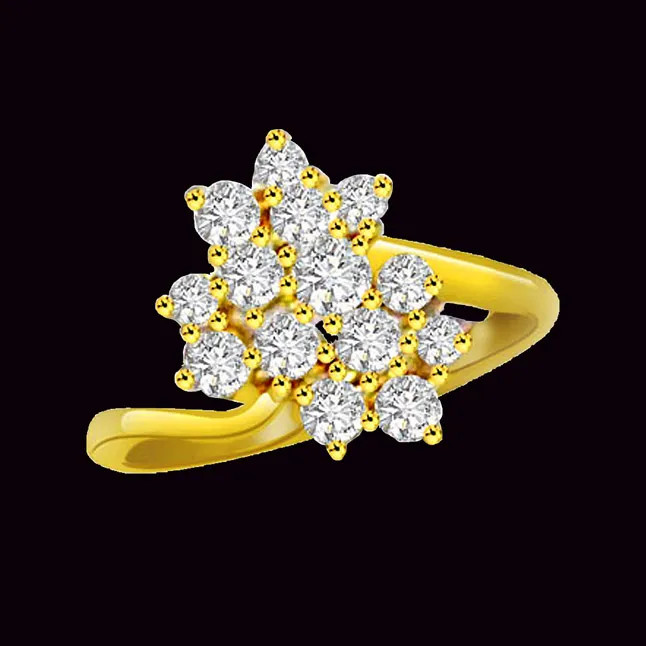 Flower Shape Real Diamond Ring (SDR677)