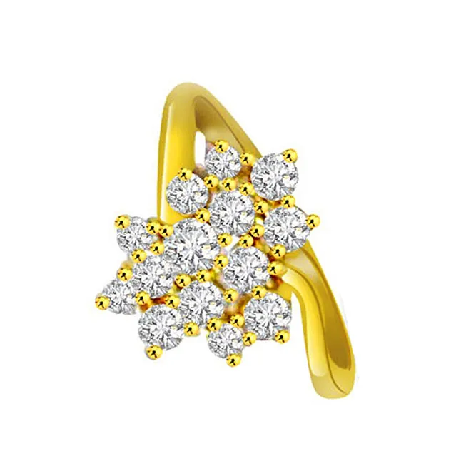 Flower Shape Real Diamond Ring (SDR677)