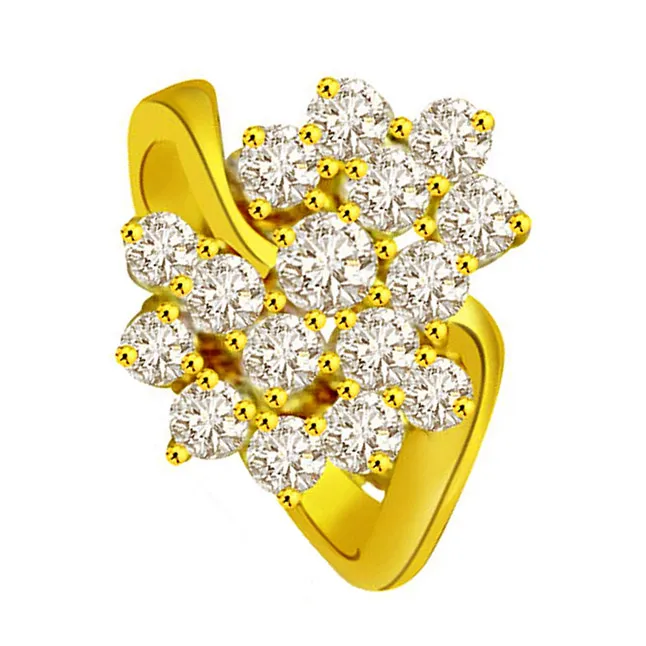 Flower Shape Real Diamond Ring (SDR678)
