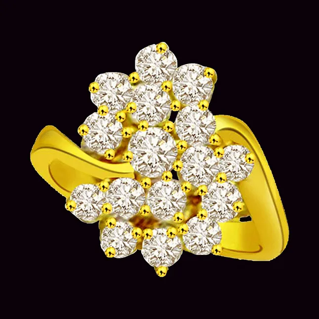 Flower Shape Real Diamond Ring (SDR678)