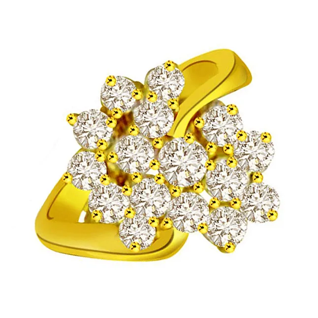 Flower Shape Real Diamond Ring (SDR678)