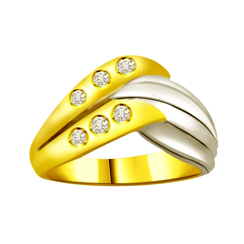 Trendy Diamond Gold rings SDR691 -White Yellow Gold rings