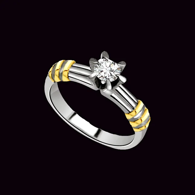 Solitaire Two-Tone Real Diamond Ring (SDR692)