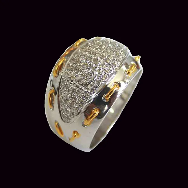 Sensation - Real Diamond & 18K Rhodium Plated Pave Ring (SDR6)