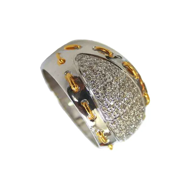 Sensation - Real Diamond & 18K Rhodium Plated Pave Ring (SDR6)