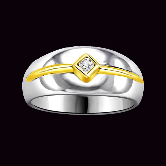 Solitaire Two-Tone Real Diamond Ring (SDR706)