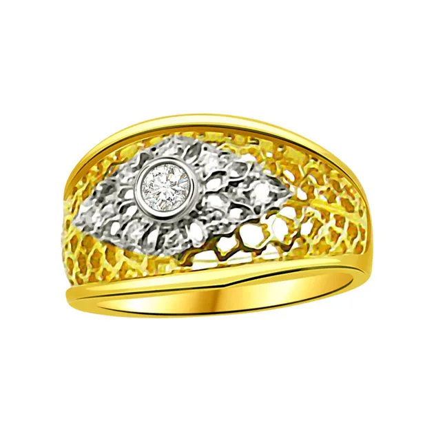 Trendy Diamond Gold rings SDR714 -White Yellow Gold rings