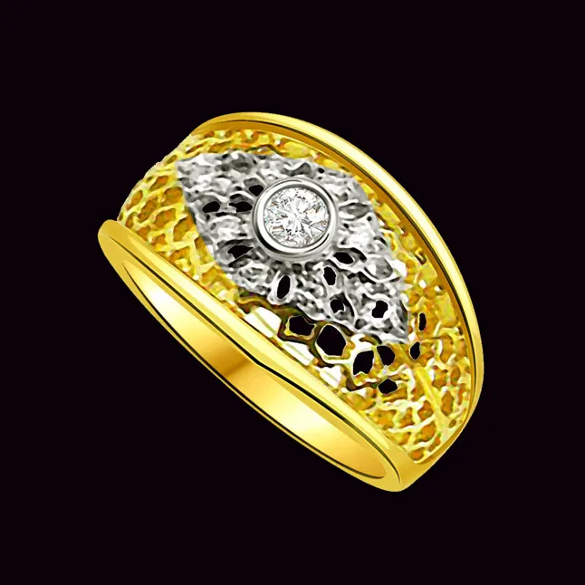 Trendy Diamond Gold rings SDR714 -White Yellow Gold rings