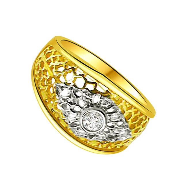 Trendy Diamond Gold rings SDR714 -White Yellow Gold rings