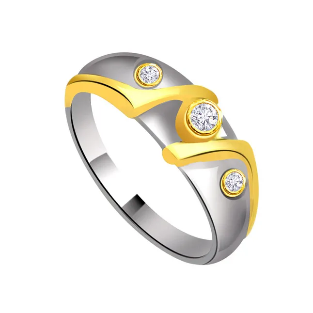 Two -Tone Diamond rings SDR719 -White Yellow Gold rings