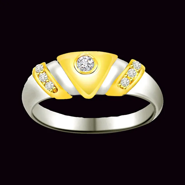 Trendy Diamond Gold rings SDR720 -White Yellow Gold rings