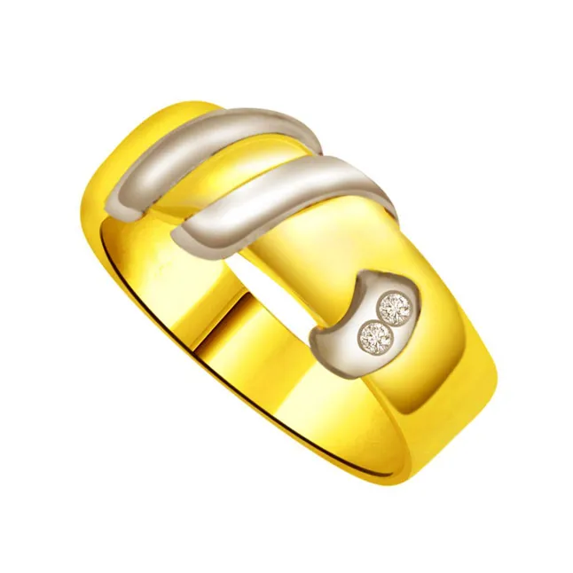 Trendy Diamond Gold rings SDR729 -White Yellow Gold rings