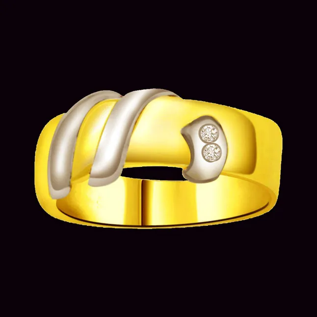 Trendy Diamond Gold rings SDR729 -White Yellow Gold rings