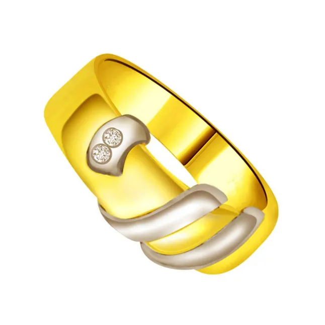 Trendy Diamond Gold rings SDR729 -White Yellow Gold rings