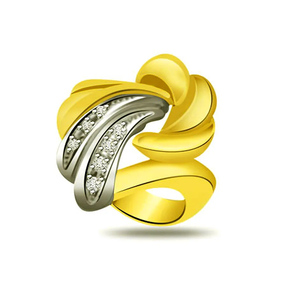 Trendy Diamond Gold rings SDR734 -White Yellow Gold rings