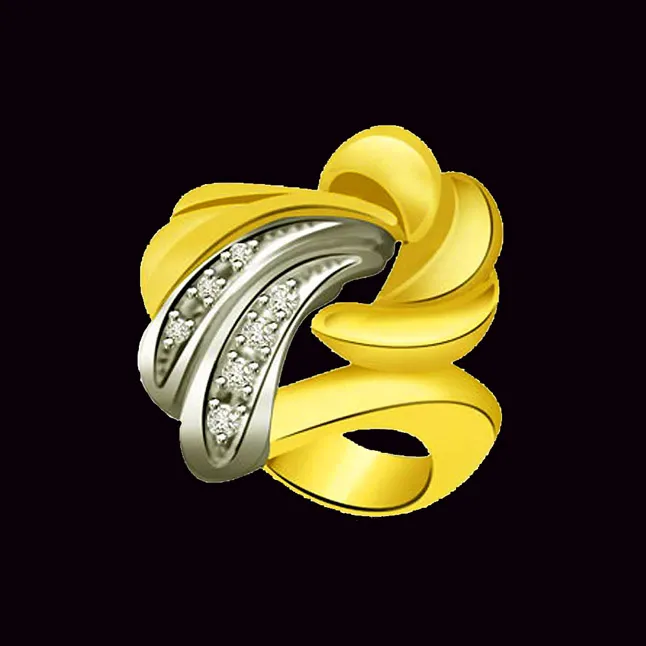 Trendy Real Diamond Gold Ring (SDR734)