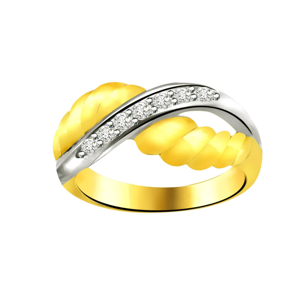 Two -Tone Diamond Gold rings SDR736 -White Yellow Gold rings
