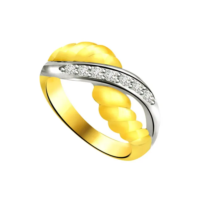 Two-Tone Real Diamond Gold Ring (SDR736)