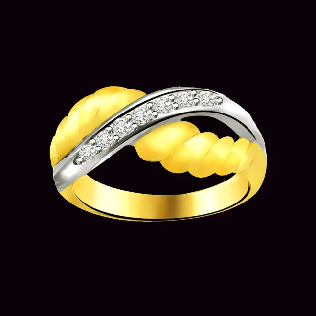 Two-Tone Real Diamond Gold Ring (SDR736)