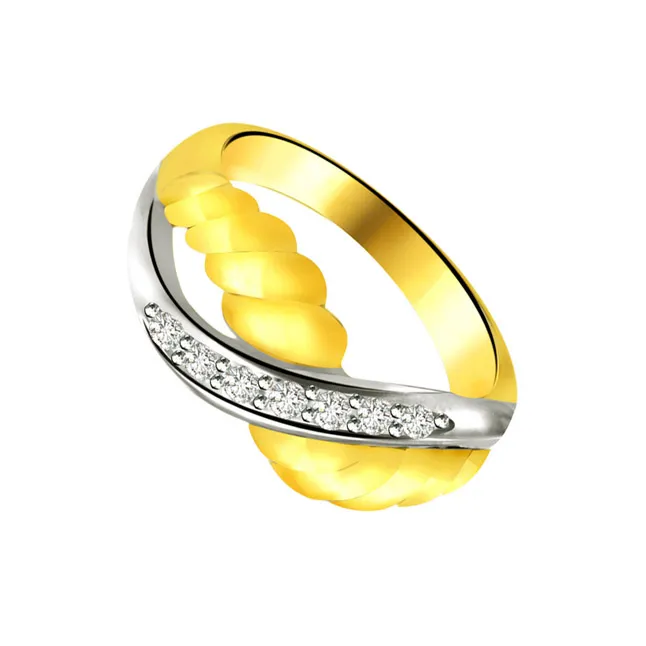 Two-Tone Real Diamond Gold Ring (SDR736)