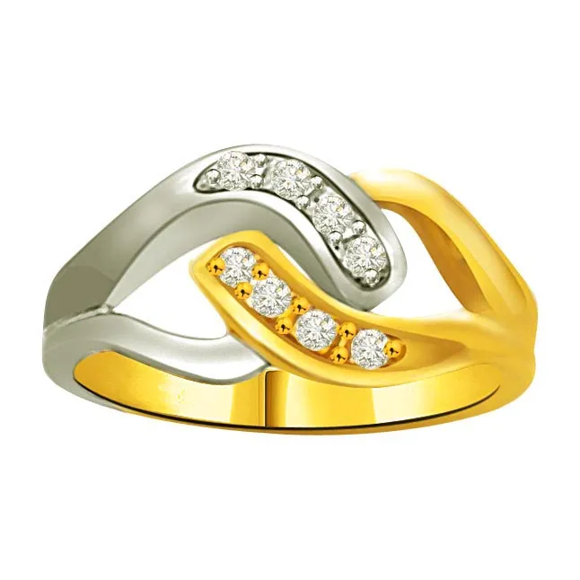 Two -Tone Diamond Gold rings SDR739 -White Yellow Gold rings