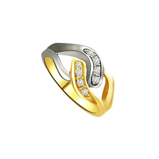 Two-Tone Real Diamond Gold Ring (SDR739)