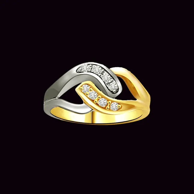 Two-Tone Real Diamond Gold Ring (SDR739)