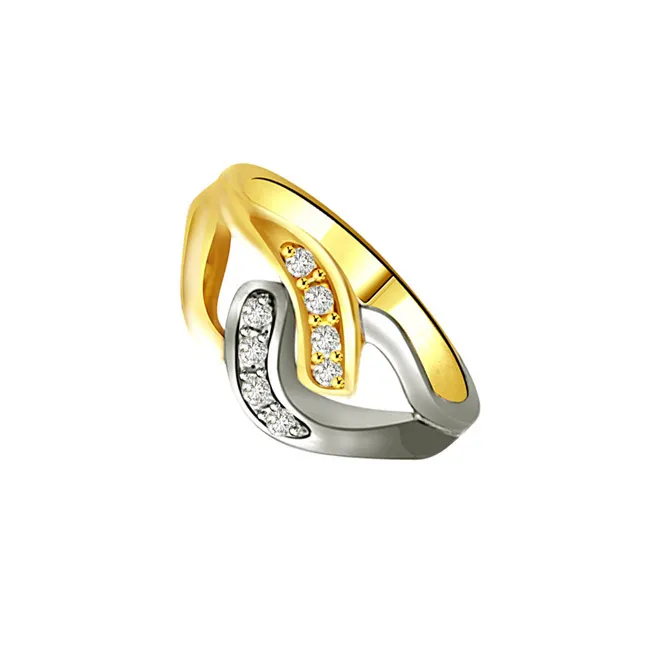 Two-Tone Real Diamond Gold Ring (SDR739)