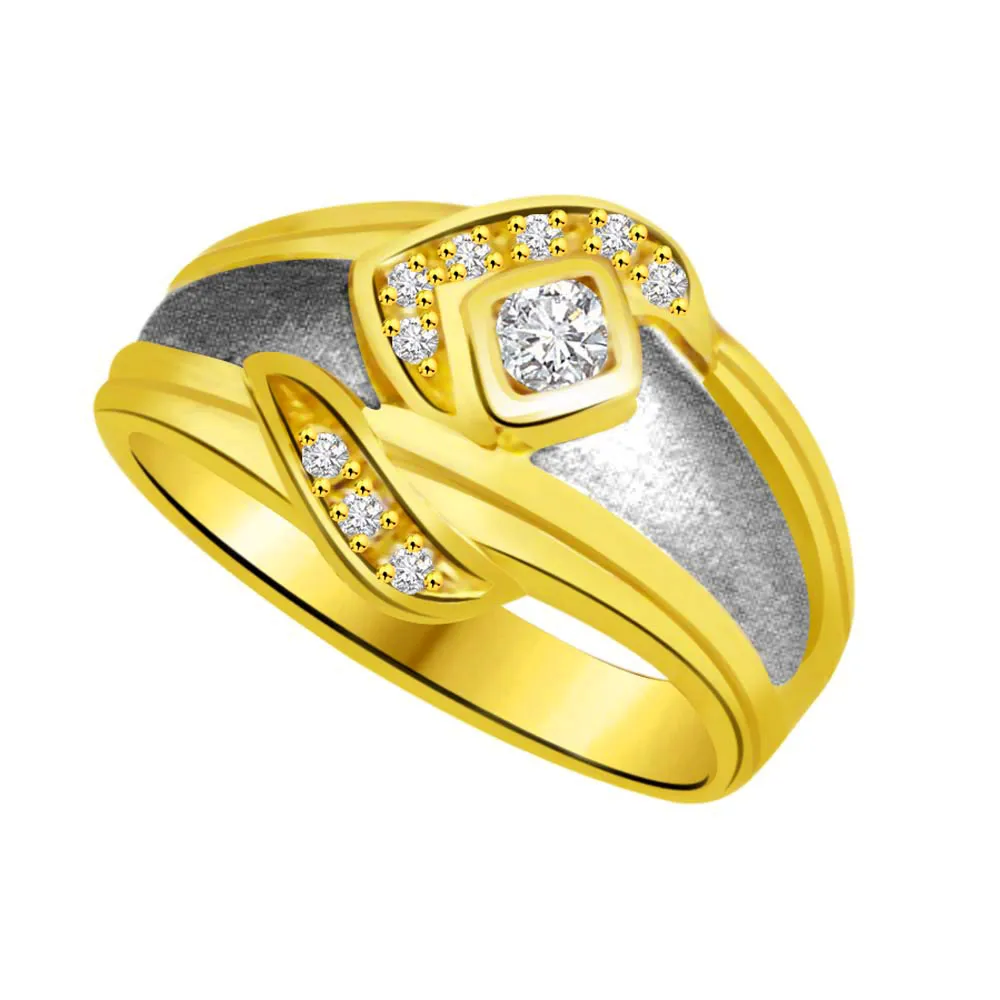 Trendy Diamond Gold rings SDR741 -White Yellow Gold rings