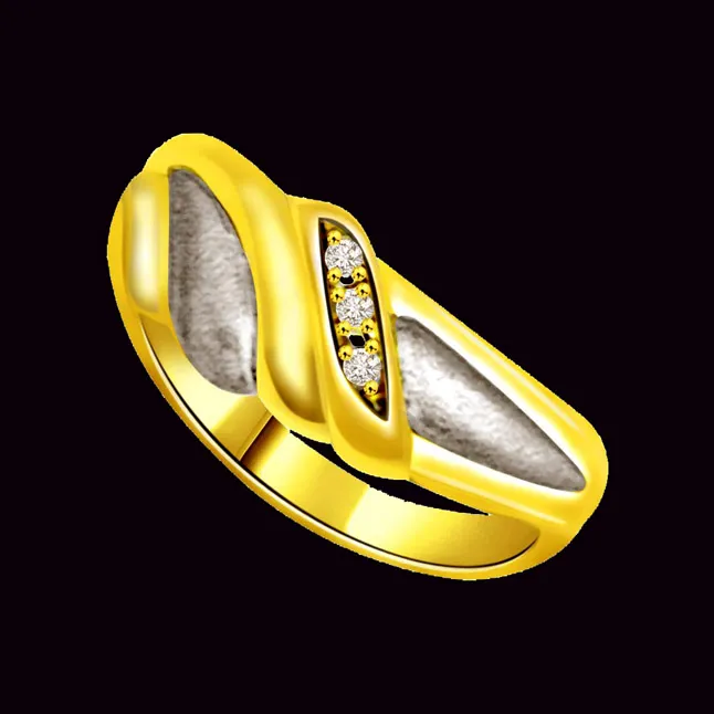 Two-Tone Real Diamond Gold Ring (SDR742)