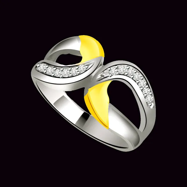 Two-Tone Real Diamond Gold Ring (SDR744)