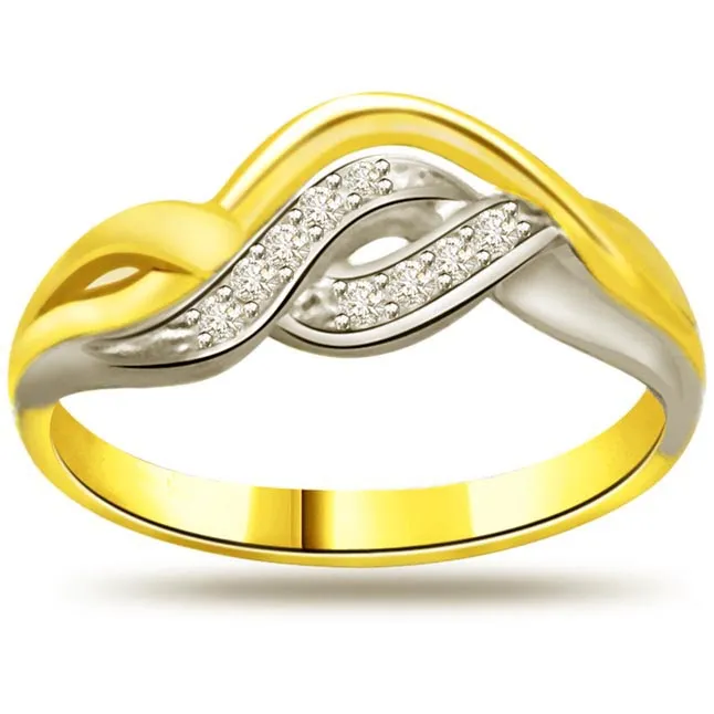 Two -Tone Diamond Gold rings SDR751 -White Yellow Gold rings