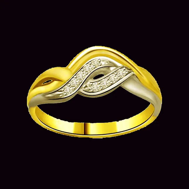 Two-Tone Real Diamond Gold Ring (SDR751)