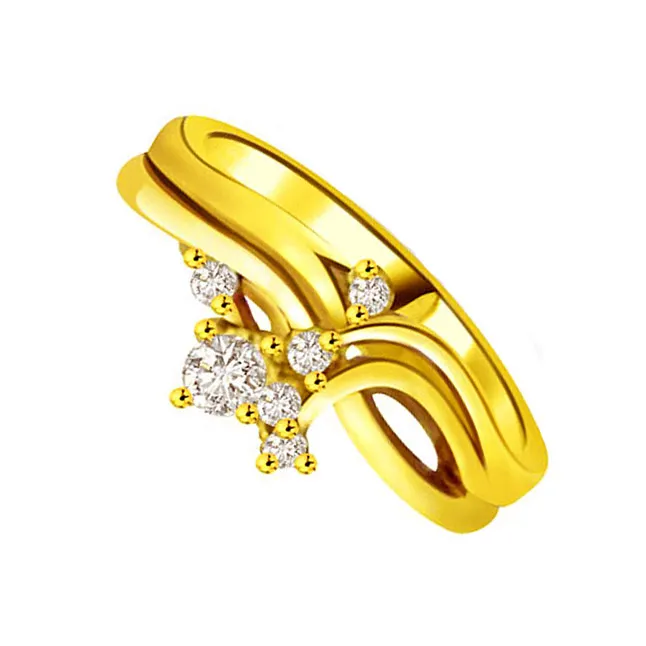 Trendy Real Diamond Gold Ring (SDR764)