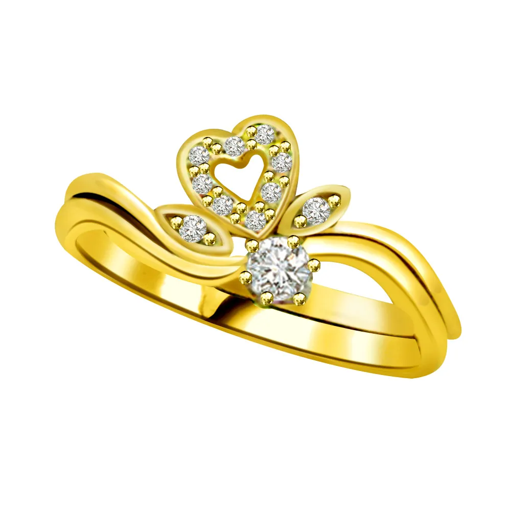 Diamond Heart Shape Gold rings SDR772