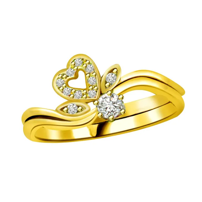 Real Diamond Heart Shape Gold Ring (SDR772)