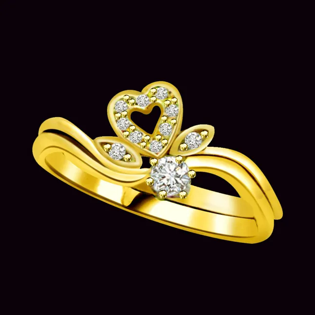 Real Diamond Heart Shape Gold Ring (SDR772)