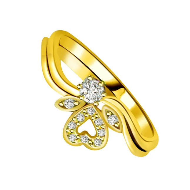 Real Diamond Heart Shape Gold Ring (SDR772)