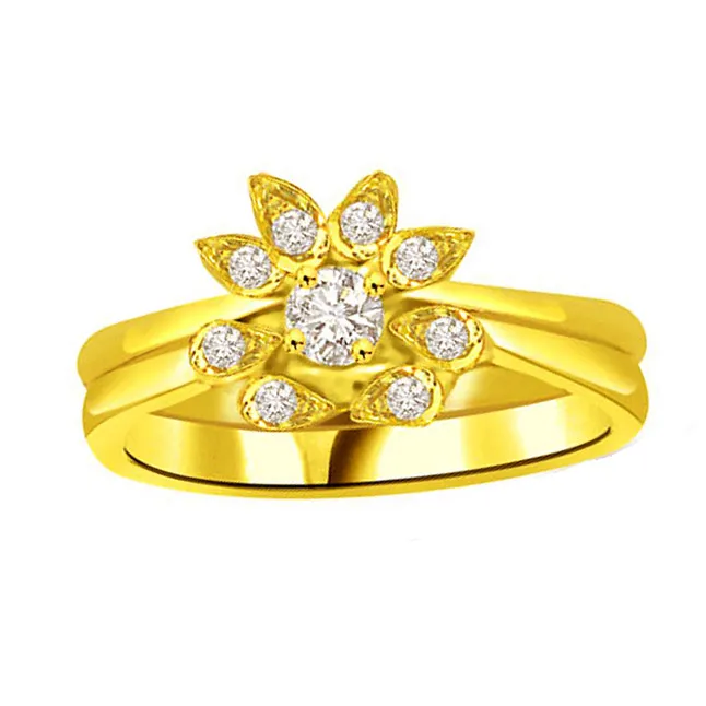 Flower Shape Real Diamond Gold Ring (SDR773)