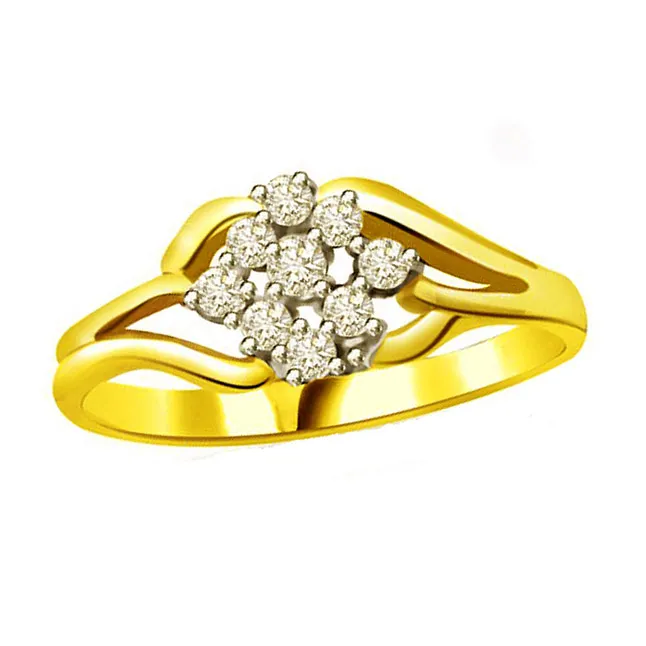Flower Shape Real Diamond Gold Ring (SDR774)
