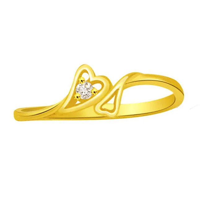 Diamond Heart Shape Gold Ring (SDR785)