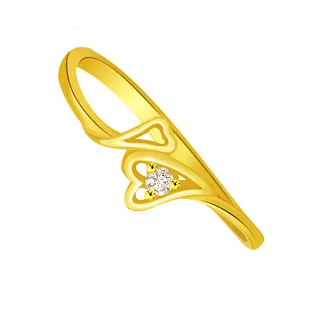 Diamond Heart Shape Gold Ring (SDR785)