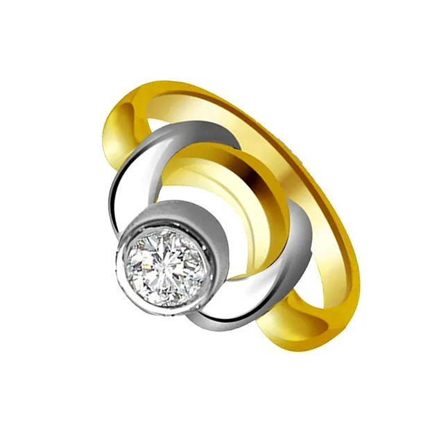 Two-Tone Real Diamond Solitaire Ring (SDR791)