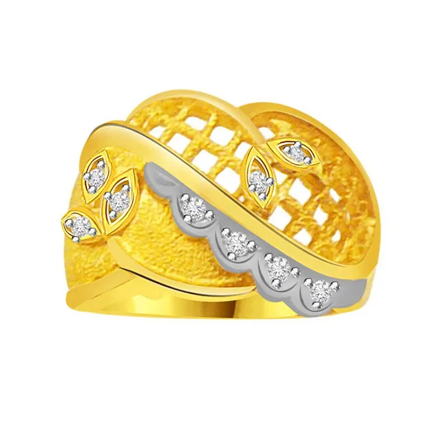 Two-Tone Real Diamond Gold Ring (SDR795)