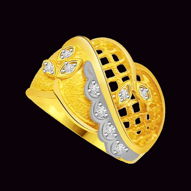 Two-Tone Real Diamond Gold Ring (SDR795)