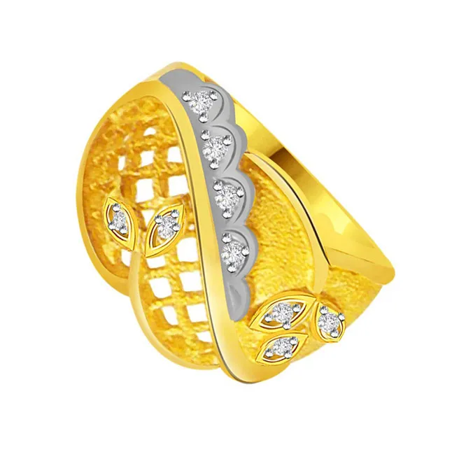 Two-Tone Real Diamond Gold Ring (SDR795)