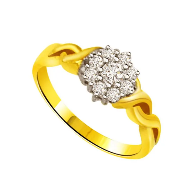 Flower Shape Real Diamond Gold Ring (SDR796)