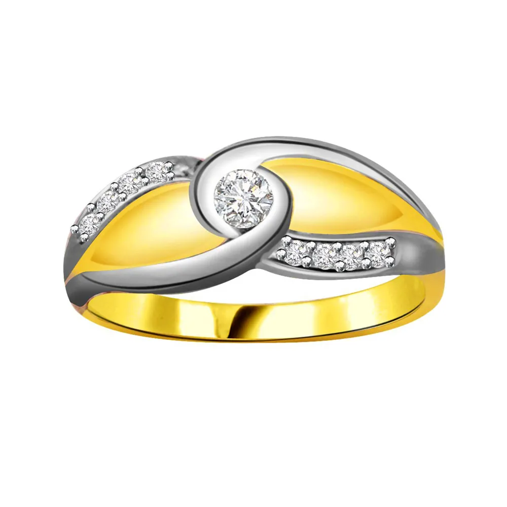 Two -Tone Diamond Gold rings SDR799 -White Yellow Gold rings