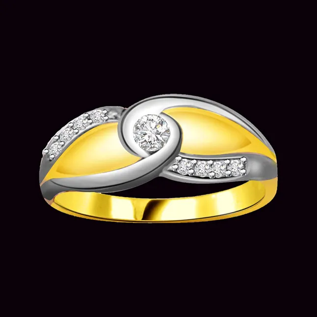 Two-Tone Real Diamond Gold Ring (SDR799)
