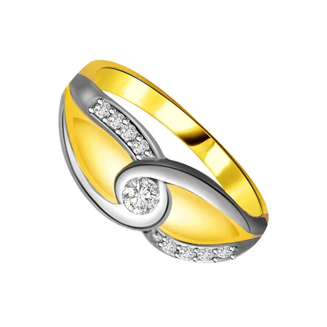 Two-Tone Real Diamond Gold Ring (SDR799)